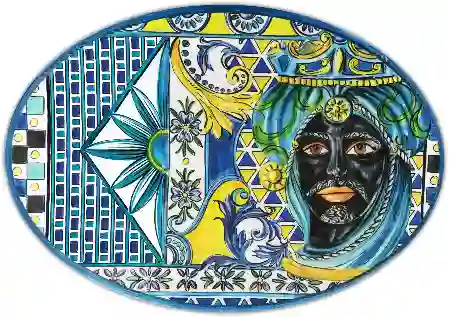 Resim MAVİ BAROK OVAL SERVİS TABAĞI 50*35 CM