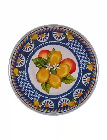 Resim Chiara Alessi Portofino Mavi Limon Buketi Yuvarlak Tepsi 40cm &Chiara Alessi&