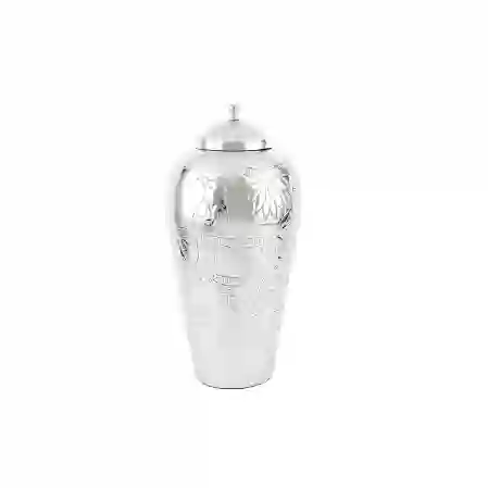 Resim Silver Kapaklı Metal Vazo 25x51cm