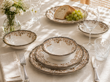 Resim Porser 24 parça yemek takımı velour brown