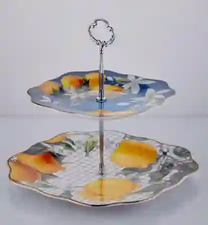 Resim LEMONS SERIE 2 LAYER CAKE PLATE 20 CM 26 CM