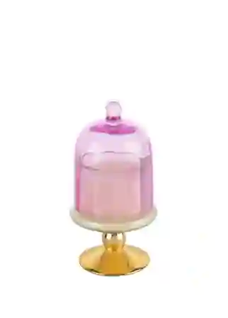 Resim Mikasa Moor Gold Pembe Kapaklı Cam Mum Pink Champagne 8X16Cm