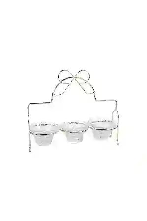 Resim Mikasa Moor Silver Fiyonk Kulplu 3lü Çerezlik Standı 36x32cm