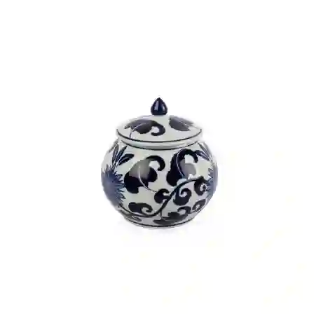 Resim Mikasa Moor Blue Blanc Kapaklı Küp 20x20cm