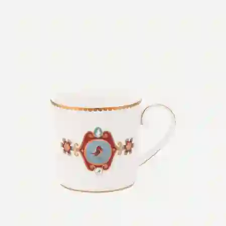 Resim Love Birds Beyaz Madalyon Desenli Küçük Mug 150 ml