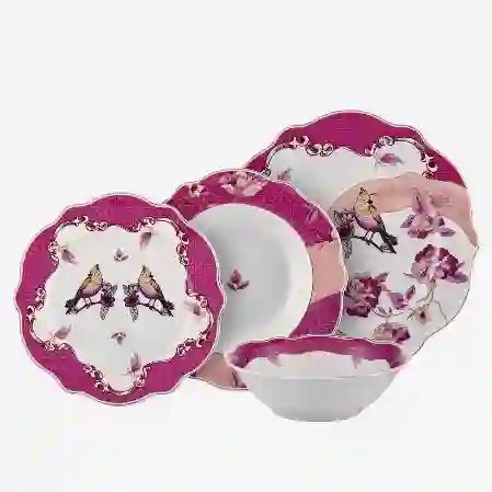 Resim Chiara Alessi Allure Pembe Porselen 6 Kişilik 24 Parça Yemek Takımı