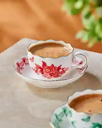 Resim Chiara Alessi Primavera Kırmızı 2 Kişilik Porselen Kahve Fincan Seti