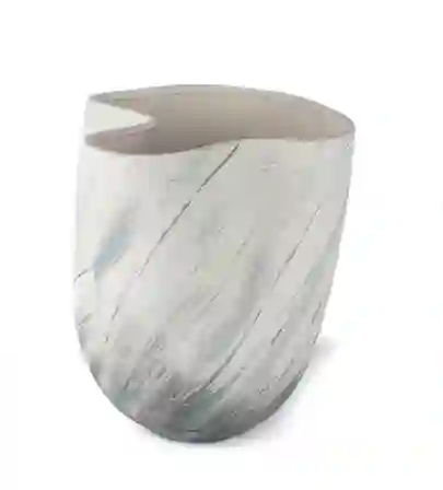 Resim Beyaz Gri Seramik Vazo 30x33cm