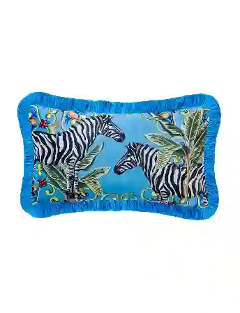 Resim IL GIARDINO ZEBRA DESENLİ KADİFE YASTIK 30*50 CM  &Chiara Alessi&