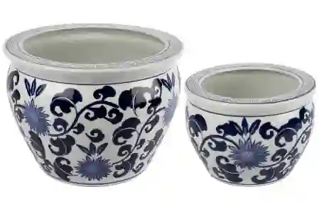 Resim Mikasa Moor Blue Blanc 2li Saksı 36x26cm 25x19cm