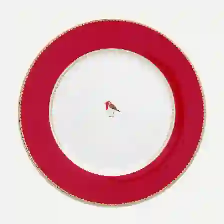 Resim Pip Studio Kırmızı Porselen Yemek Tabağı 26.5cm Love Birds Collection