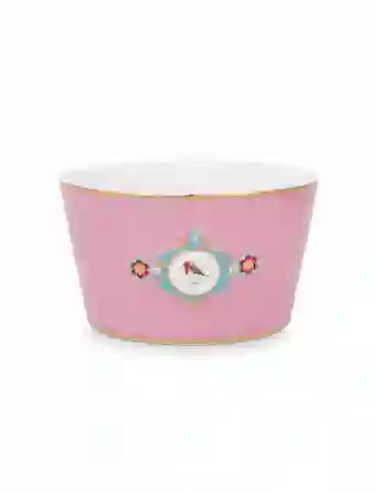 Resim Pip Studio Love Birds Pembe Madalyon Desenli Kase 15cm