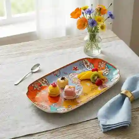 Resim Paısley Bone Oval Tabak 37Cm