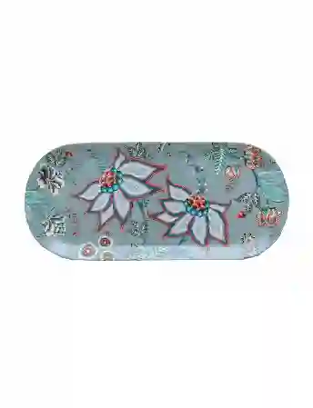 Resim Pip Studio Flower Festival Mavi Oval Kek Servis Tabağı 33cm