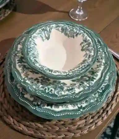 Resim Porser Velour Green Fulya Yemek Takımı 24 Parça