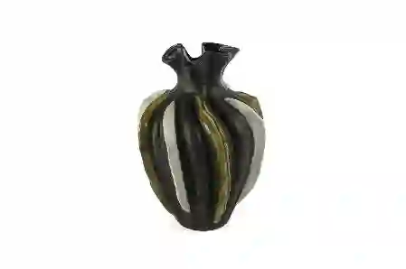 Resim Gri Gold Beyaz Vazo 25x34cm