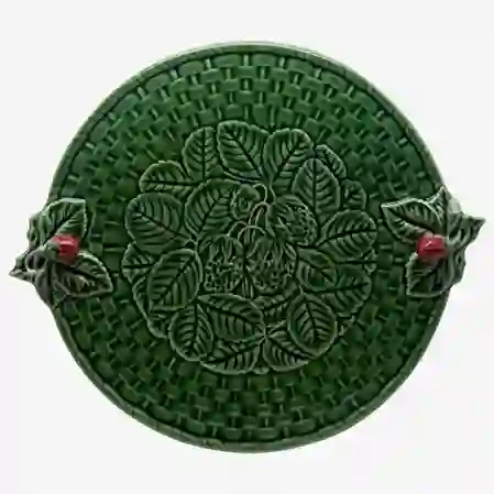 Resim Çilekli Yeşil Sunum Tabağı 37 cm