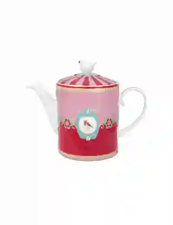 Resim Pip Studio Kırmızı Pembe Porselen Demlik 1.3L Love Birds Collection