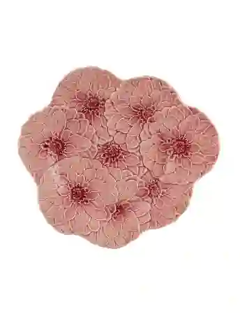 Resim Maria Flor Çiçekli Pembe Tabak 28 cm