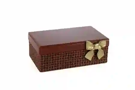 Resim Mikasa Moor Kırmızı Gold Fiyonklu Kumaş Cam Kutu 26x17x10cm