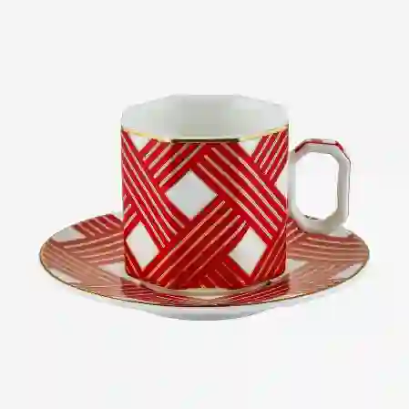 Resim CAROLINE KÖŞELİ KIRMIZI TÜRK KAHVESİ FİNCAN SETİ (90ml)