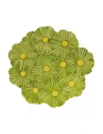 Resim Bordallo Maria Flor Çiçekli Yeşil Servis Tabağı 37 Cm