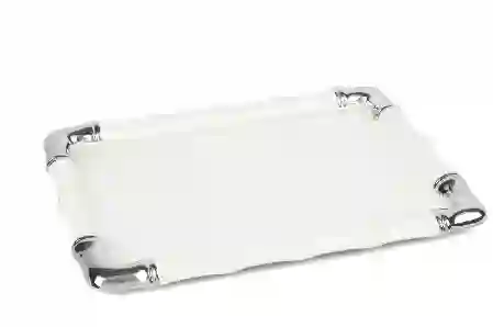 Resim Mikasa Moor Beyaz Silver Dikdrtgen Servis 25X35Cm
