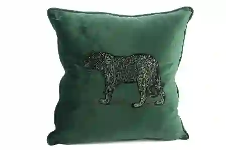 Resim Leopar Nakişlı Yeşil 50x50 Yastık