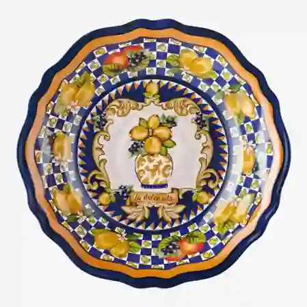 Resim Chiara Alessi Capri Mavi Vazo Desenli Servis Kasesi 35cm
