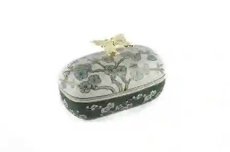 Resim Yeşil Bahar Dalı Kapaklı Kutu 19x11x12cm