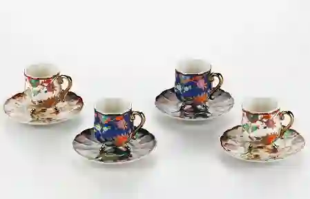 Resim Lucky Art Etro  Bone 4Lu Kahve Fıncanı Setı 80Cc