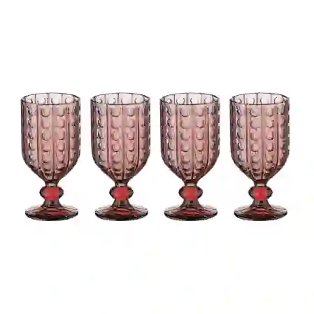 Resim Lucky Art Etro 4Lu Cam Kadeh Setı Bordo