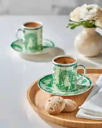 Resim Fontana Yeşil Türk Kahvesi 2 Li Fincan Seti