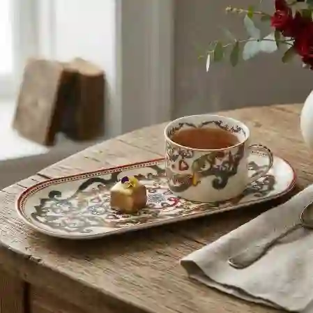 Resim Velora Bone Tek Kısılık Tepsılı Çay Fincan Seti