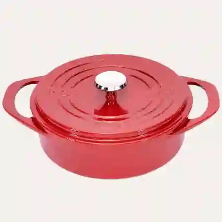 Resim Potart 26cm Yuvarlak Sığ Tencere Parlak Kırmızı