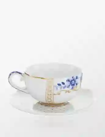 Resim Pip Studio Royal White Mavi Beyaz Porselen Kahve Fincanı