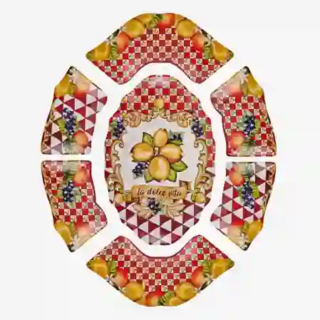 Resim Capri Kırmızı Limon Buketi Meze Tabağı 7'li Set