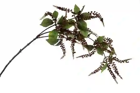 Resim Bordo Yeşil Yaprak Horoz İbiği Yapay Çiçek 124cm