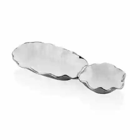 Resim CURVE BEYAZ SILVER 2 GOZLU TABAK 39,5X15,5X5 CM