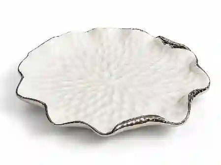 Resim Lamedore Curve Beyaz Sılver Servıs Tabagı 25X25X3 Cm