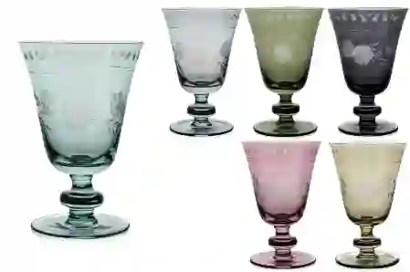 Resim 6lı Mix Renkli Çiçekli Ayaklı Bardak 280ml