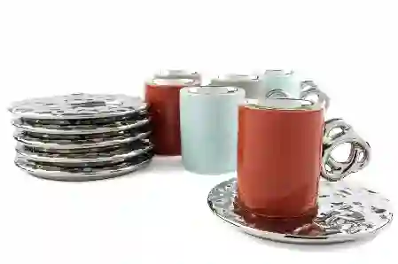Resim Mikasa Moor Lalin Silver 3Renkli Asorti Silver 6lı Kahve Fincanı Seti 90cc
