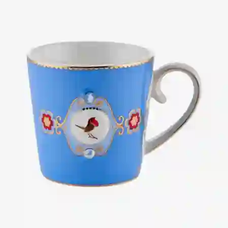 Resim Love Birds Mavi Madalyon Desenli Mug 250 ml