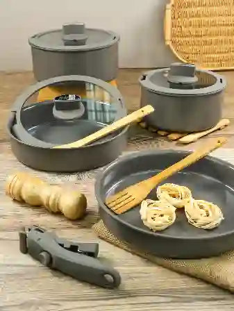 Resim Paçi Belariva Easy Cook Antrasit 8 Parça Tencere Seti