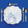 Resim Pip Studio Royal White Mavi Beyaz Porselen Pasta Tabağı 17 cm