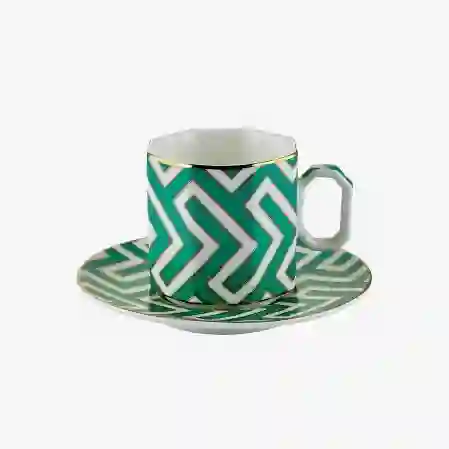 Resim CAROLINE KÖŞELİ YEŞİL TÜRK KAHVESİ FİNCAN SETİ (90ml)