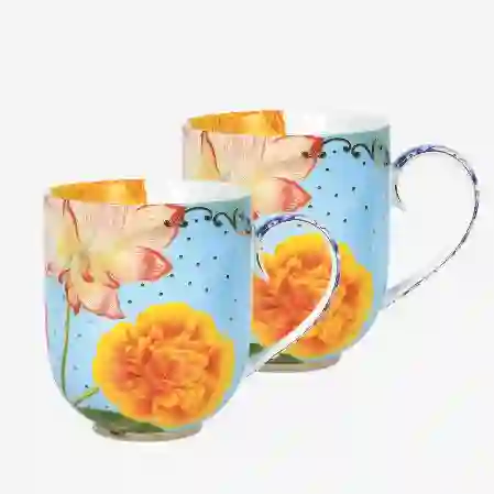 Resim Royal İkili Çiçekli Mug Seti Sarı