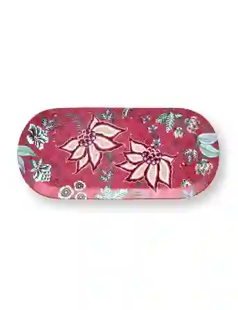 Resim Pip Studio Flower Festival Kırmızı Oval Kek Servis Tabağı 33cm