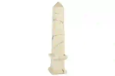 Resim Piramit Krem Mermer Dekoratif Obje 9x9x41cm