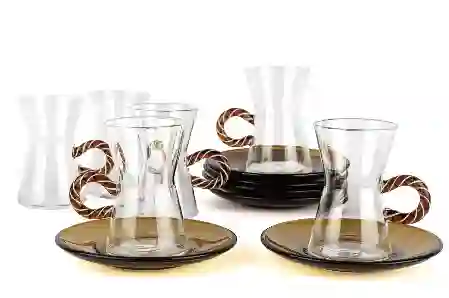 Resim Mikasa Moor 6lı Amber Kulplu Cam Çay Seti